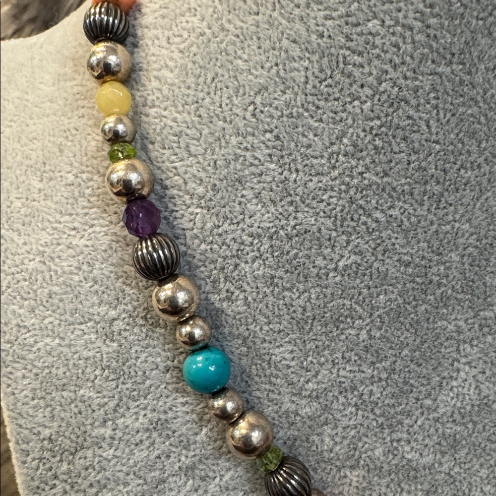 Carolyn Pollack Silver & Multicolor Beaded Necklace - Picture 5 of 6